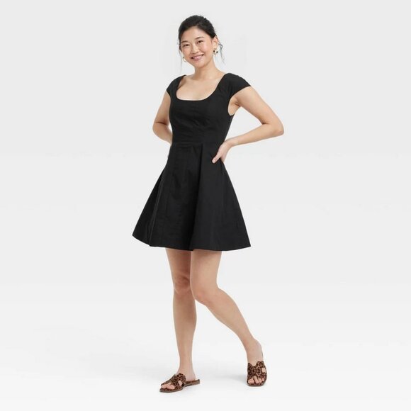 A New Day Corset Woven Mini A-Line Cotton Dress Size 4 Square Neck New With Tags - Picture 3 of 17